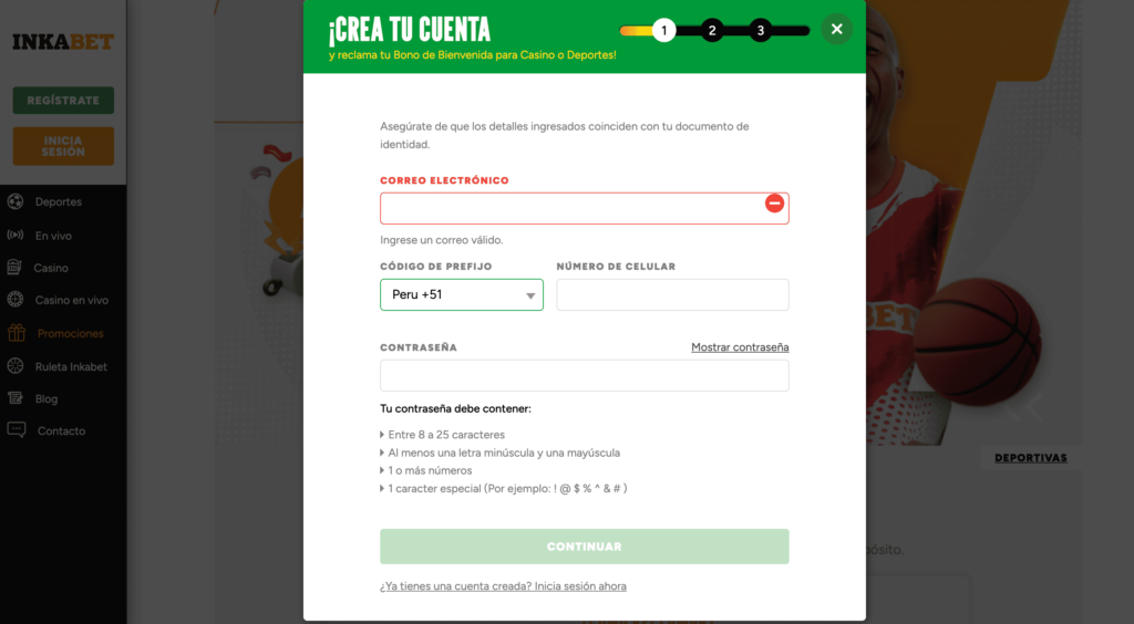 Inkabet Perú Registro